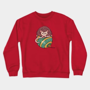 Cute Cartoon Christmas Hedgehog on an Ornament Crewneck Sweatshirt